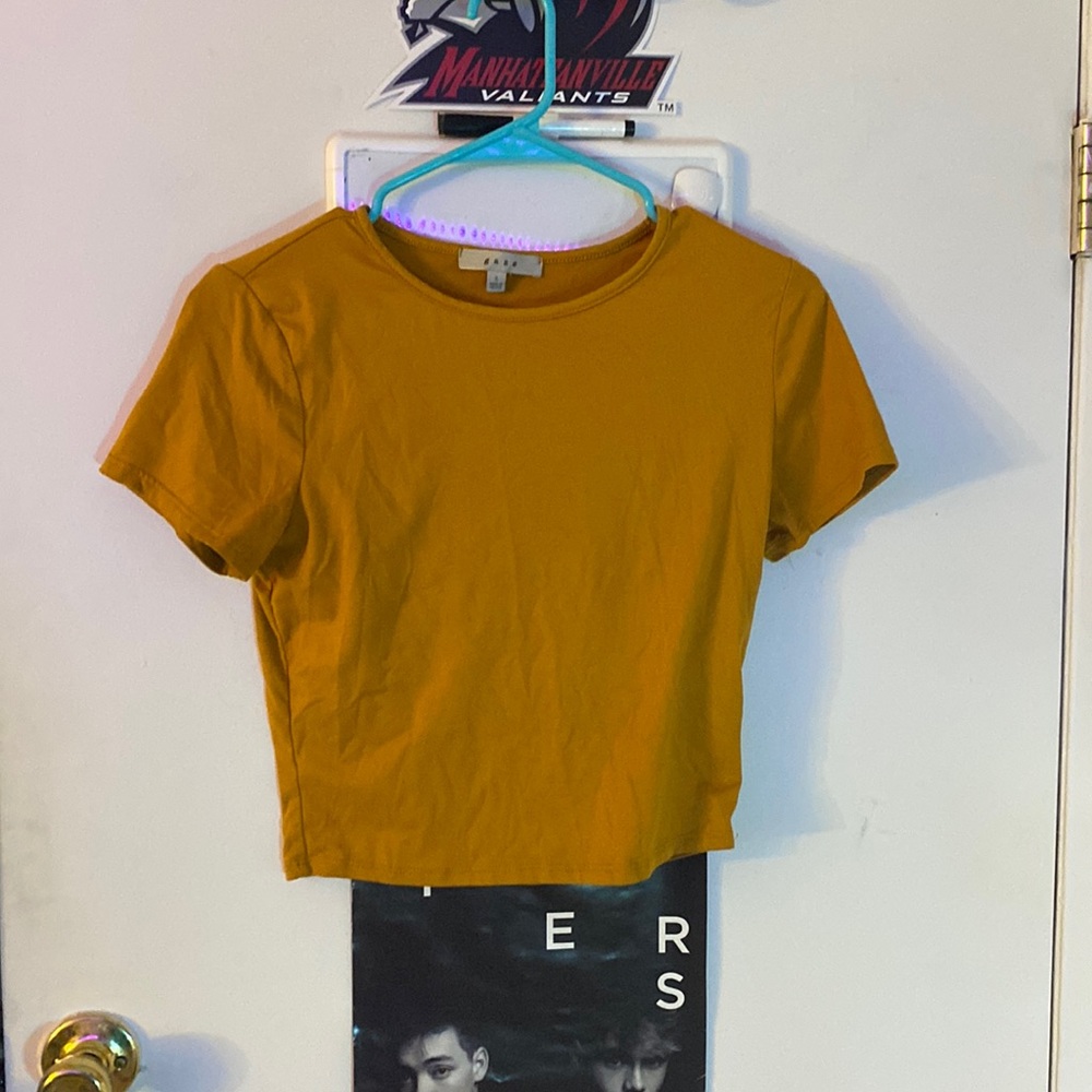 Mustard Yellow Gaze Cropped Stretchy Tshirt
